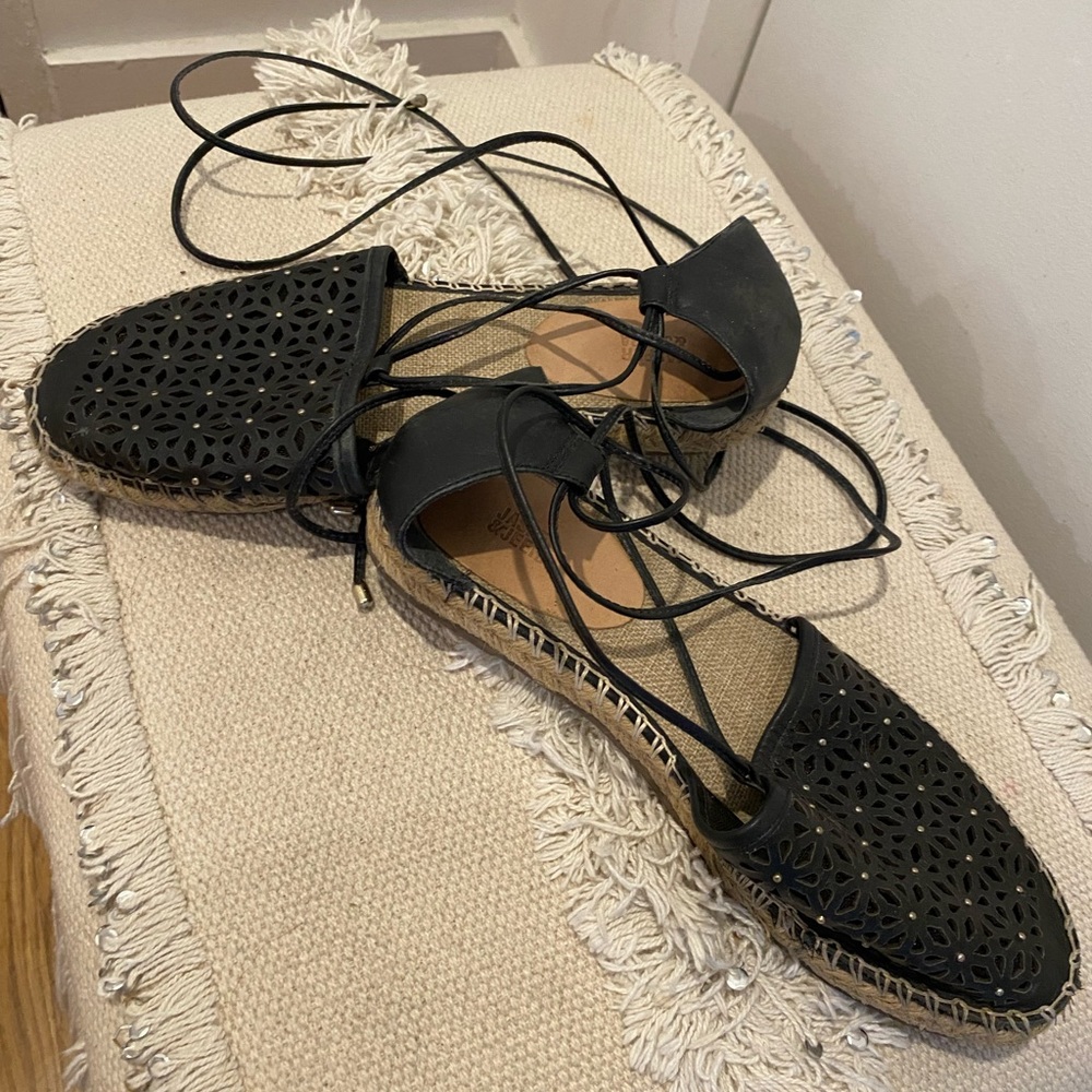 Black ankle wrap espadrilles from Anthropologie